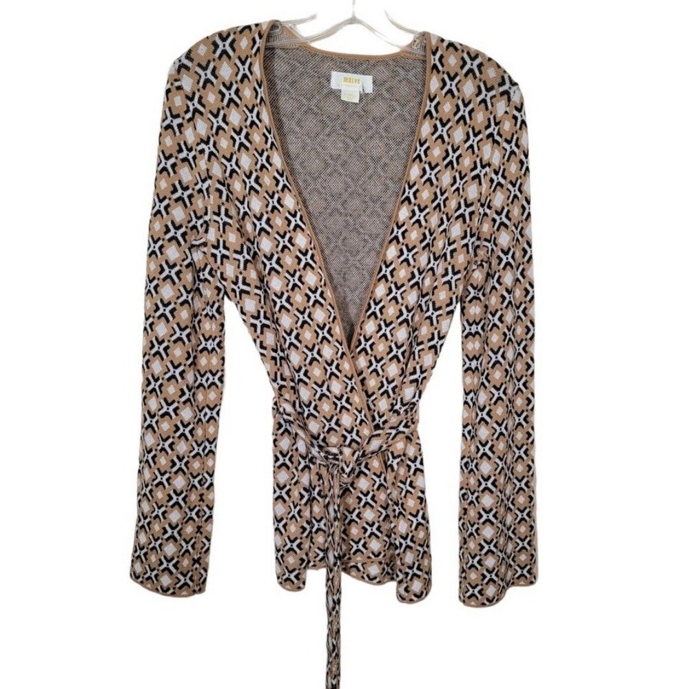 Mauve Anthropologie‎ Wrap Belted Longline Sweater Topper Size Small Diamond